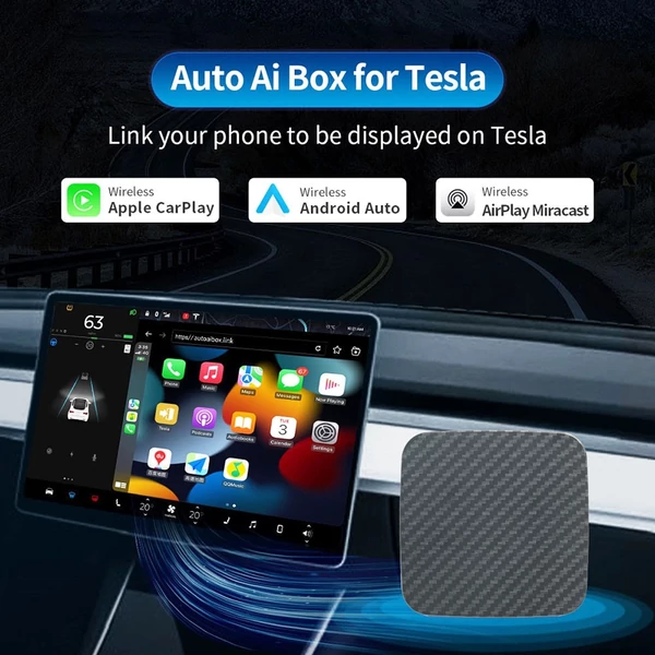 Ownice T1 Vezeték nélküli Ai Box Teslához, dupla WiFi, CarPlay / AirPlay / Android Auto / MiraCast támogatás – Fekete