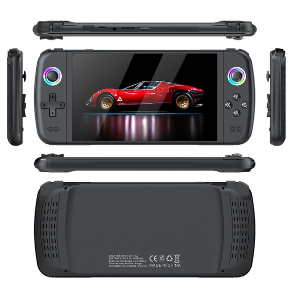 M27 kézi játékkonzol, 7" IPS kijelző, RGB fény, 30+ emulátor, eredeti 3D joystick - 64GB TF kártya