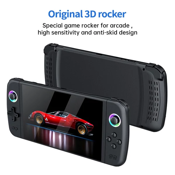 M27 kézi játékkonzol, 7" IPS kijelző, RGB fény, 30+ emulátor, eredeti 3D joystick - 64GB TF kártya