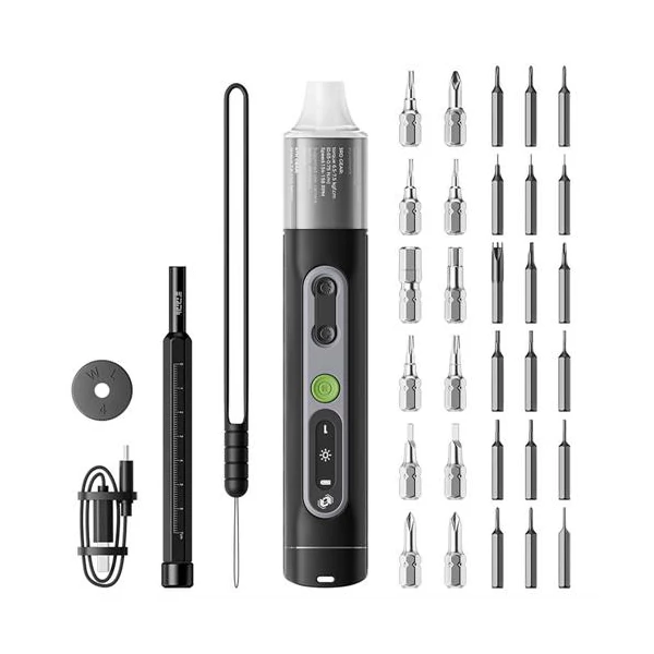 Hanboost ES01 35 az 1-ben elektromos csavarhúzó készlet, mágneses bitekkel, kézi és elektromos mód, 4 nyomaték, 4 LED, PC/telefon/kamera/laptop/óra/drón javításhoz