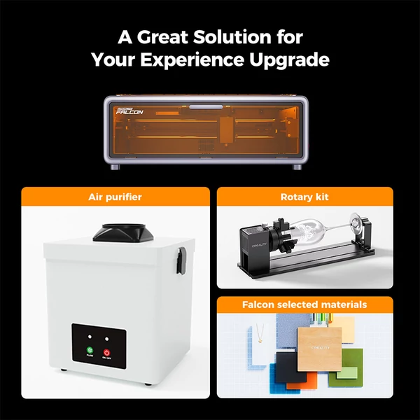 Creality Falcon A1 10W FDA 1. osztályú lézer, 600mm/s gravírozás, kamera, anyagfelismerés, szemvédelem, 305×381mm