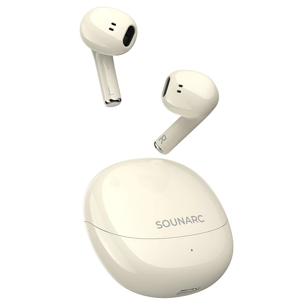 SOUNARC Q3 vezeték nélküli fülhallgató – Bluetooth 5.3, IPX5, 20 óra üzemidő, érintésvezérlés – Bézs