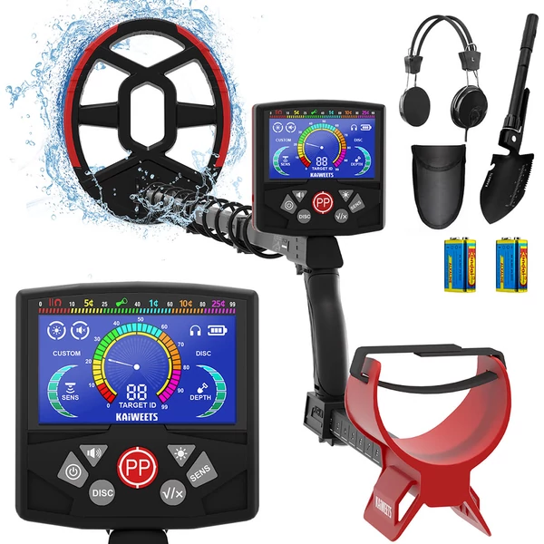 KAIWEETS EXPLORER X II fémdetektor – 4 üzemmód, állítható szár, IP68 vízálló tekercs, LCD kijelző