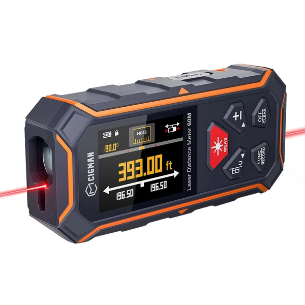CIGMAN CD-60R Digitális lézeres távolságmérő – 120m, piros lézersugár, ±1/16” pontosság, memóriás LCD kijelző