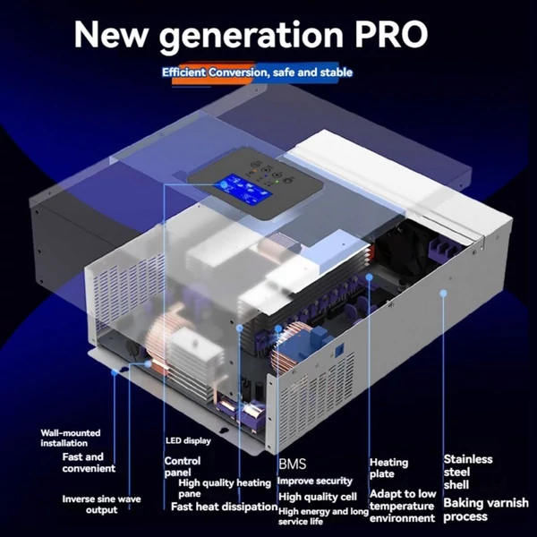 DAXTROMN 5500W napelemes inverter - 1 fázis, 5000W tiszta szinuszos kimenet, 100A MPPT töltésvezérlő, 500V DC PV bemenet