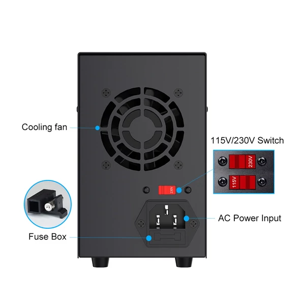 WANPTEK DPS3010U Szabályozható DC Tápegység 30V 10A - Digitális Kijelzős Laboráló Tápegység USB-C Gyorstöltéssel, Alacsony Zajjal és Hűtőventilátorral