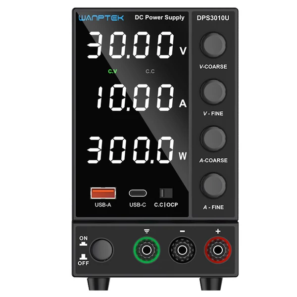 WANPTEK DPS3010U Szabályozható DC Tápegység 30V 10A - Digitális Kijelzős Laboráló Tápegység USB-C Gyorstöltéssel, Alacsony Zajjal és Hűtőventilátorral