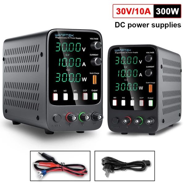 WANPTEK APS3010H Programozható Szabályozott DC Tápegység 30V 10A - Memória Funkció, Encoder Beállítás, USB Gyorstöltés, 4 Jegyű Kijelző