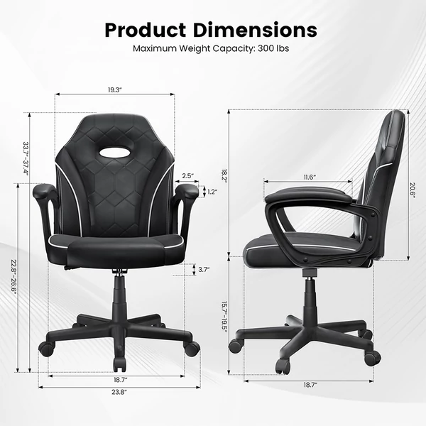 ACGAM CG-4746 gamer irodai szék, ergonomikus hab háttámla, 360°-os forgás, állítható magasság, kicsi méret