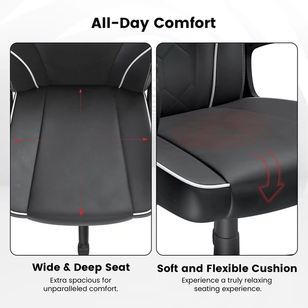 ACGAM CG-4746 gamer irodai szék, ergonomikus hab háttámla, 360°-os forgás, állítható magasság, kicsi méret