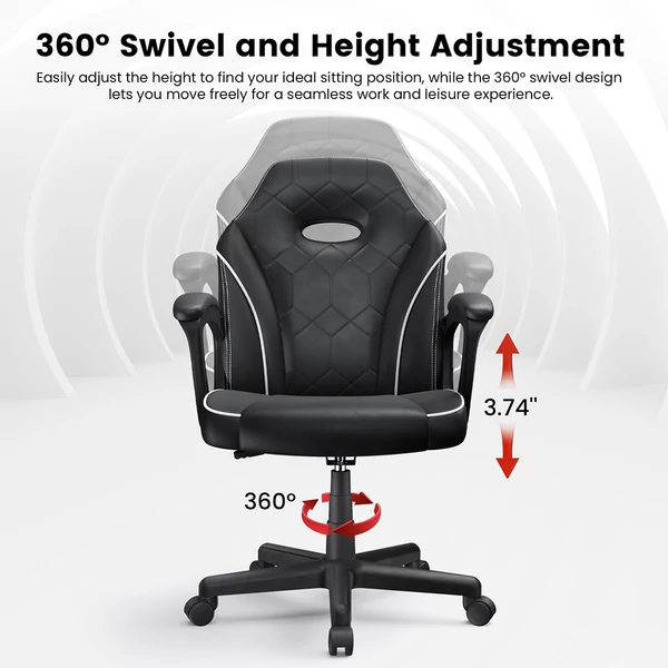 ACGAM CG-4746 gamer irodai szék, ergonomikus hab háttámla, 360°-os forgás, állítható magasság, kicsi méret