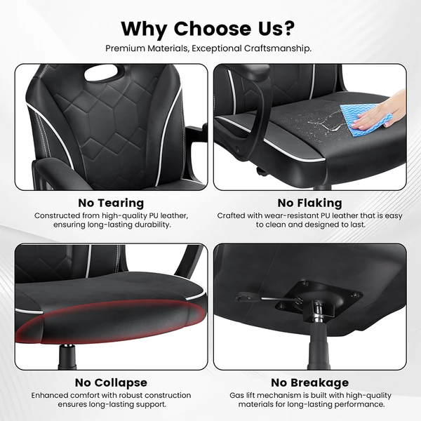 ACGAM CG-4746 gamer irodai szék, ergonomikus hab háttámla, 360°-os forgás, állítható magasság, kicsi méret