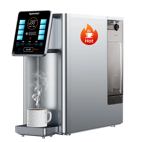 Hydrofast W100 asztali forró és hideg víztisztító, 8 hőfok, 6 szintű ozmózisszűrés, 15 vízmennyiség csomag (W100+HF03 kompozit szűrő+HF02 RO szűrő)