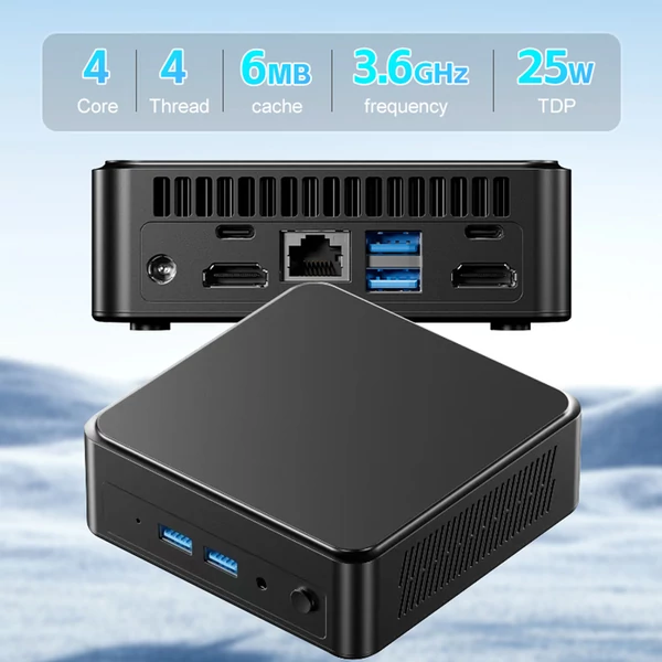 AOOSTAR N-BOXZ Mini PC, Intel N150 4 mag, max 3,6GHz, 16GB RAM, 1TB SSD, 3 kijelző, WiFi, BT