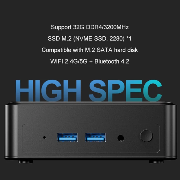 AOOSTAR N-BOXZ Mini PC, Intel N150 4 mag, max 3,6GHz, 16GB RAM, 1TB SSD, 3 kijelző, WiFi, BT