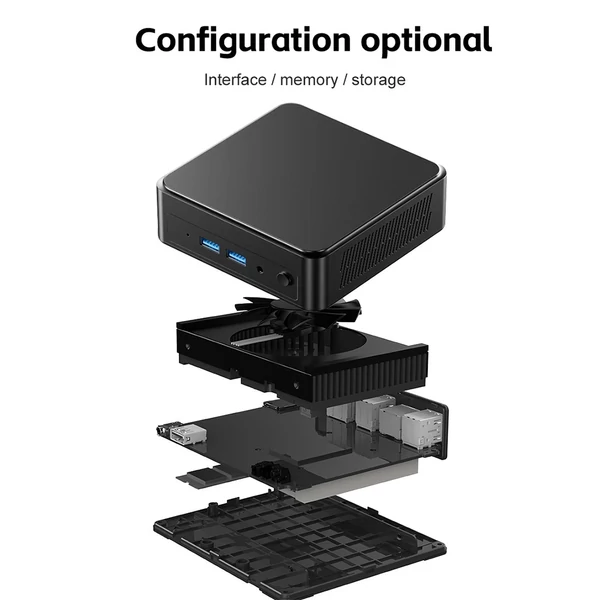 AOOSTAR N-BOXZ Mini PC, Intel N150 4 mag, max 3,6GHz, 16GB RAM, 1TB SSD, 3 kijelző, WiFi, BT