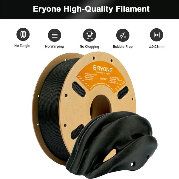 ERYONE üvegszálas filament PA12 - Fekete