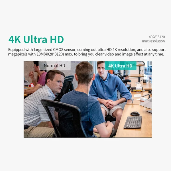 GUCEE HD83-4KAF 4K UHD webkamera, autofókusz, 10x digitális zoom, 88° széles látószög, USB, plug and play