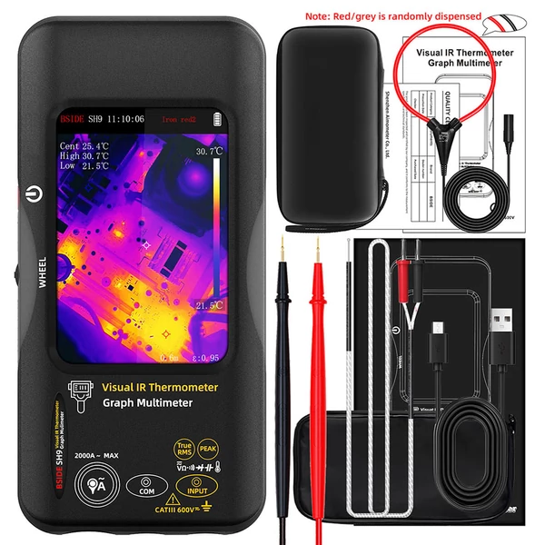 BSIDE SH9 Hőképalkotó multiméter, 320×428 IR kamera, 3,98 hüvelykes érintőképernyő, újratölthető 2500mAh akkumulátor - Rogowski tekerccsel