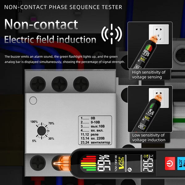 BSIDE AVX1 2 az 1-ben fázis teszter és NCV detektor, színes LCD kijelző, hőmérséklet, USB-s, 400mAh