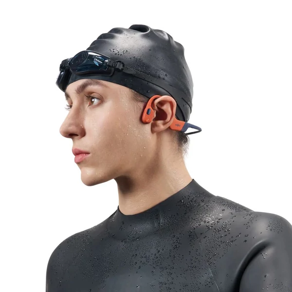 SHOKZ OpenSwim Pro nyitott fülhallgató, csontvezetéses sport fejhallgató, IP68 vízálló, Bluetooth+MP3, 9 óra üzemidő - Narancs
