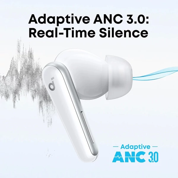 Anker Soundcore Liberty 5 ANC fülhallgató, Dolby Audio, 2x erősebb zajszűrés, Adaptív ANC 3.0, 48 óra üzemidő – Fehér