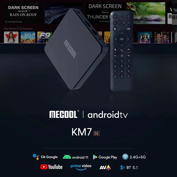 MECOOL KM7 SE Android 11 TV Box, Amlogic S905Y4, 2GB RAM, 32GB ROM, WiFi 6, Bluetooth 5.1, Chromecast, Google Play