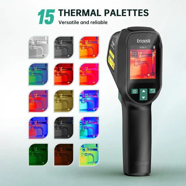 ERICKHILL ETI-01 hőkamera, 240×240 IR, 20Hz, -20°C–550°C, HVAC/légszivárgásmérő, lézeres mutatóval