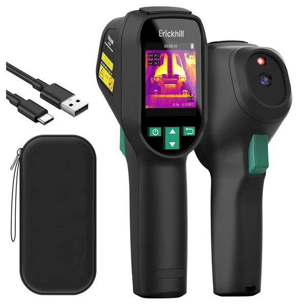 ERICKHILL ETI-01 hőkamera, 240×240 IR, 20Hz, -20°C–550°C, HVAC/légszivárgásmérő, lézeres mutatóval
