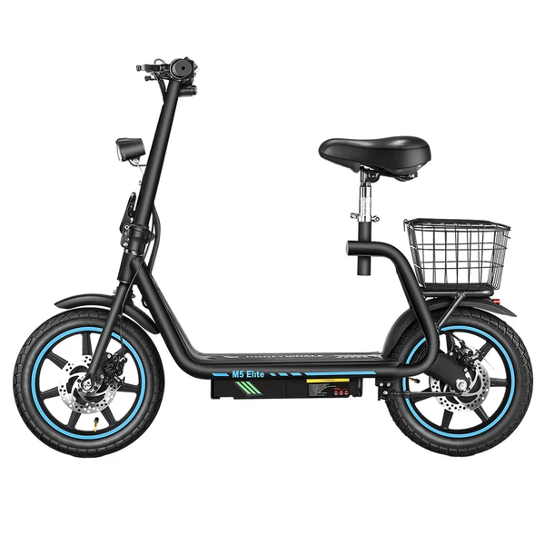 Honeywhale M5 Elite elektromos roller, 14" kerék, 500W motor, 48V 13Ah akkumulátor, 30-35 km hatótáv, 40 km/h, 120 kg teherbírás, IP54 - Fekete