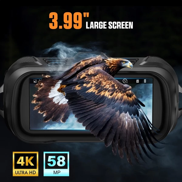 CIGMAN CNV01 éjjellátó távcső, 3,99" nagy kijelző, 18 órás üzemidő, 5000mAh akkumulátor, f/1.0 nagy rekesz, 32GB memória, 5x zoom, zseblámpa, iránytű