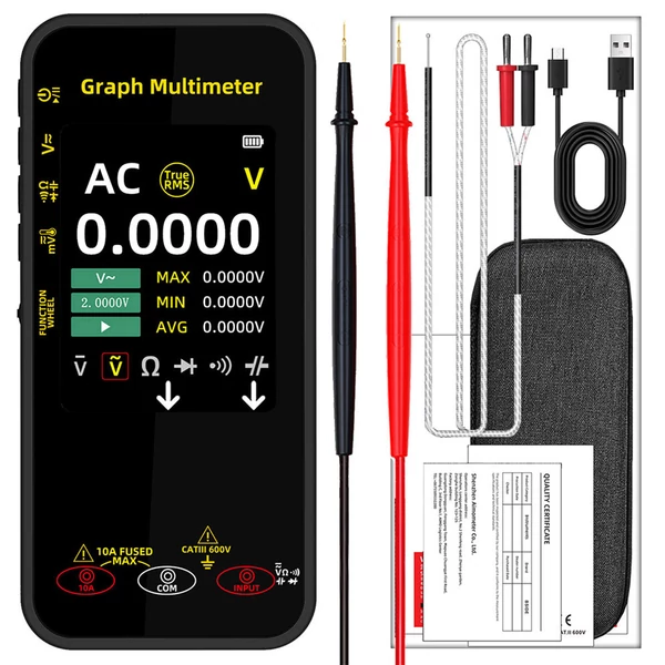 BSIDE S500 grafikus multiméter, 3,2" színes kijelző, 20000 szám, automata, 1200mAh, feszültség-áram mérő
