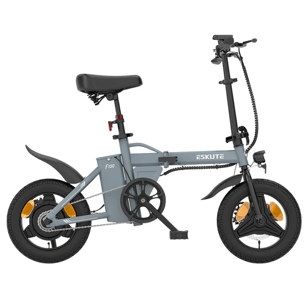 ESKUTE F100 összecsukható elektromos kerékpár, 250W motor, 36V 9Ah akku, 14" gumi, 25km/h, 55km hatótáv, LCD - Szürke