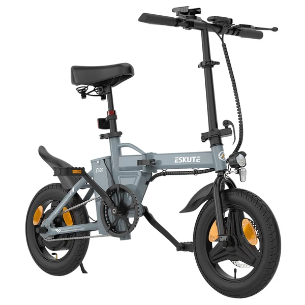 ESKUTE F100 összecsukható elektromos kerékpár, 250W motor, 36V 9Ah akku, 14" gumi, 25km/h, 55km hatótáv, LCD - Szürke