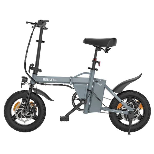 ESKUTE F100 összecsukható elektromos kerékpár, 250W motor, 36V 9Ah akku, 14" gumi, 25km/h, 55km hatótáv, LCD - Szürke