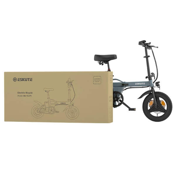 ESKUTE F100 összecsukható elektromos kerékpár, 250W motor, 36V 9Ah akku, 14" gumi, 25km/h, 55km hatótáv, LCD - Szürke