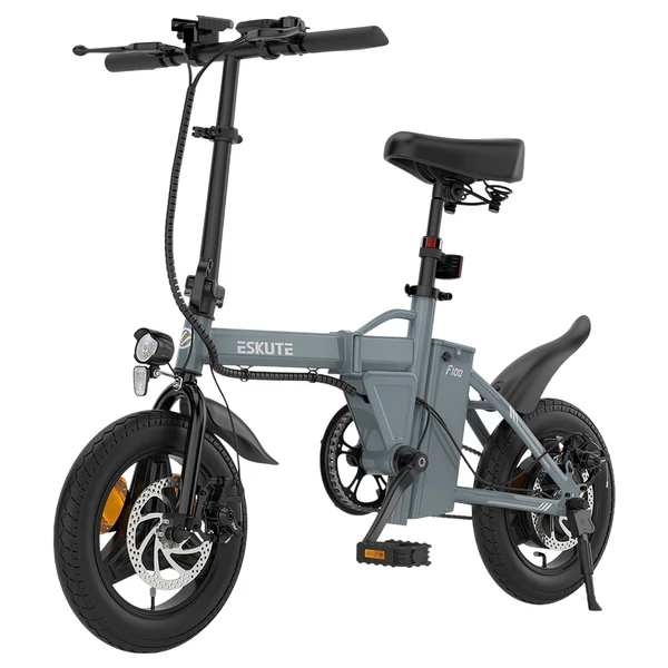 ESKUTE F100 összecsukható elektromos kerékpár, 250W motor, 36V 9Ah akku, 14" gumi, 25km/h, 55km hatótáv, LCD - Szürke