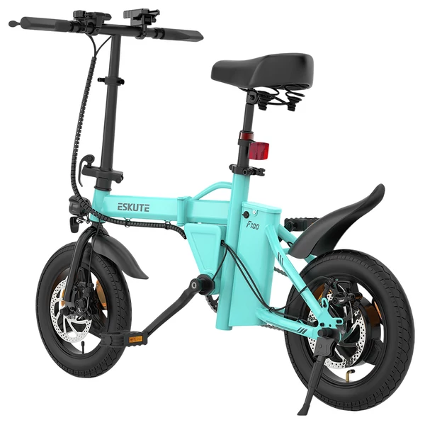 ESKUTE F100 összecsukható elektromos kerékpár, 250W motor, 36V 9Ah akku, 14" gumi, 25km/h, 55km hatótáv, LCD - Kék