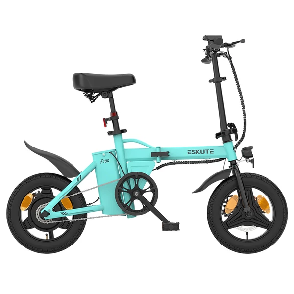 ESKUTE F100 összecsukható elektromos kerékpár, 250W motor, 36V 9Ah akku, 14" gumi, 25km/h, 55km hatótáv, LCD - Kék