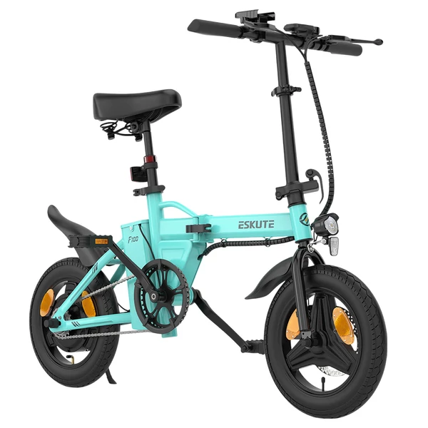 ESKUTE F100 összecsukható elektromos kerékpár, 250W motor, 36V 9Ah akku, 14" gumi, 25km/h, 55km hatótáv, LCD - Kék
