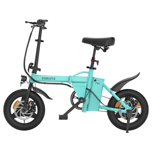 ESKUTE F100 összecsukható elektromos kerékpár, 250W motor, 36V 9Ah akku, 14" gumi, 25km/h, 55km hatótáv, LCD - Kék