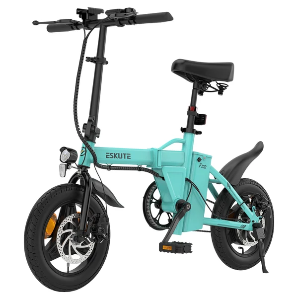 ESKUTE F100 összecsukható elektromos kerékpár, 250W motor, 36V 9Ah akku, 14" gumi, 25km/h, 55km hatótáv, LCD - Kék