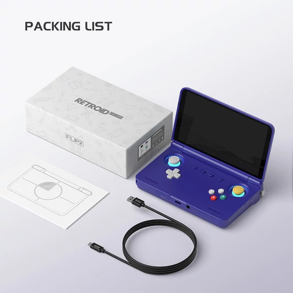 Retroid Pocket Flip 2 retro kézikonzol – Android 13, 5,5" 1080P AMOLED, 8GB+128GB, WiFi 6, HDMI - Kék