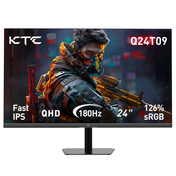KTC Q24T09 gamer monitor, 24", 2560x1440, 180Hz, IPS, FreeSync/G-Sync, HDR, 126% sRGB, HDMI, DP, fali rögzítés, dönthető