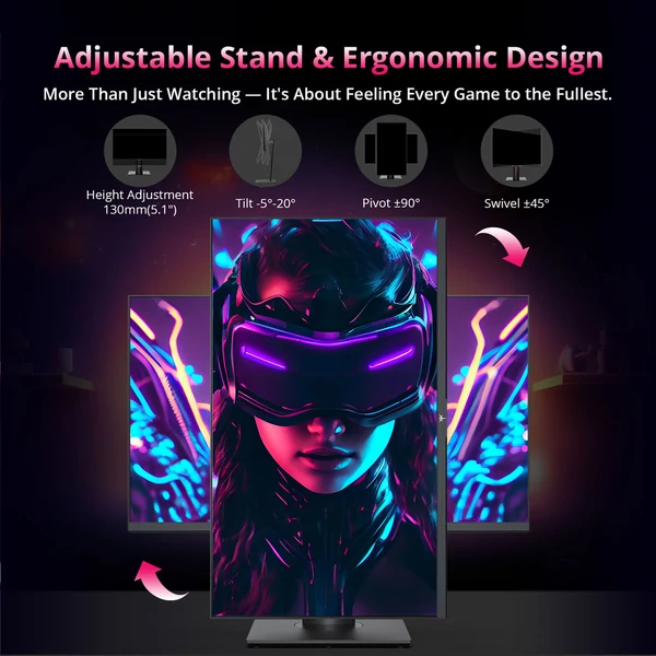 KTC H27P22S 27" gamer monitor, 3840x2160 UHD, HDR400, 160Hz, 1ms, 132% sRGB, FreeSync/G-SYNC, HDMI2.1, DP1.4, állítható állvány