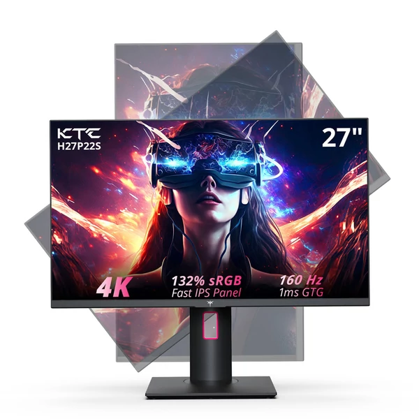 KTC H27P22S 27" gamer monitor, 3840x2160 UHD, HDR400, 160Hz, 1ms, 132% sRGB, FreeSync/G-SYNC, HDMI2.1, DP1.4, állítható állvány