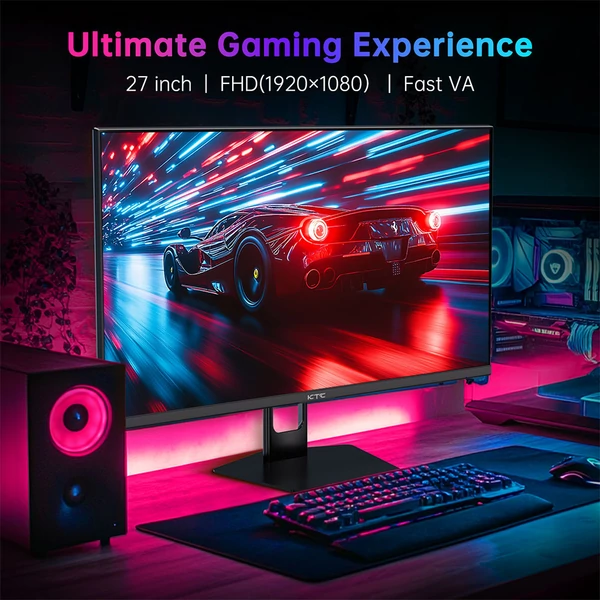 KTC H27E22P 27" FHD gamer monitor, VA panel, 4000:1, 280Hz, 1ms, FreeSync/G-Sync, HDR10, alacsony kékfény, HDMI/DP/USB