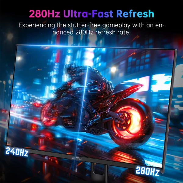 KTC H27E22P 27" FHD gamer monitor, VA panel, 4000:1, 280Hz, 1ms, FreeSync/G-Sync, HDR10, alacsony kékfény, HDMI/DP/USB