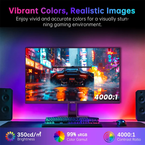 KTC H27E22P 27" FHD gamer monitor, VA panel, 4000:1, 280Hz, 1ms, FreeSync/G-Sync, HDR10, alacsony kékfény, HDMI/DP/USB