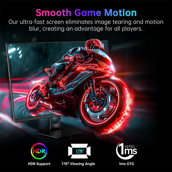 KTC H27E22P 27" FHD gamer monitor, VA panel, 4000:1, 280Hz, 1ms, FreeSync/G-Sync, HDR10, alacsony kékfény, HDMI/DP/USB